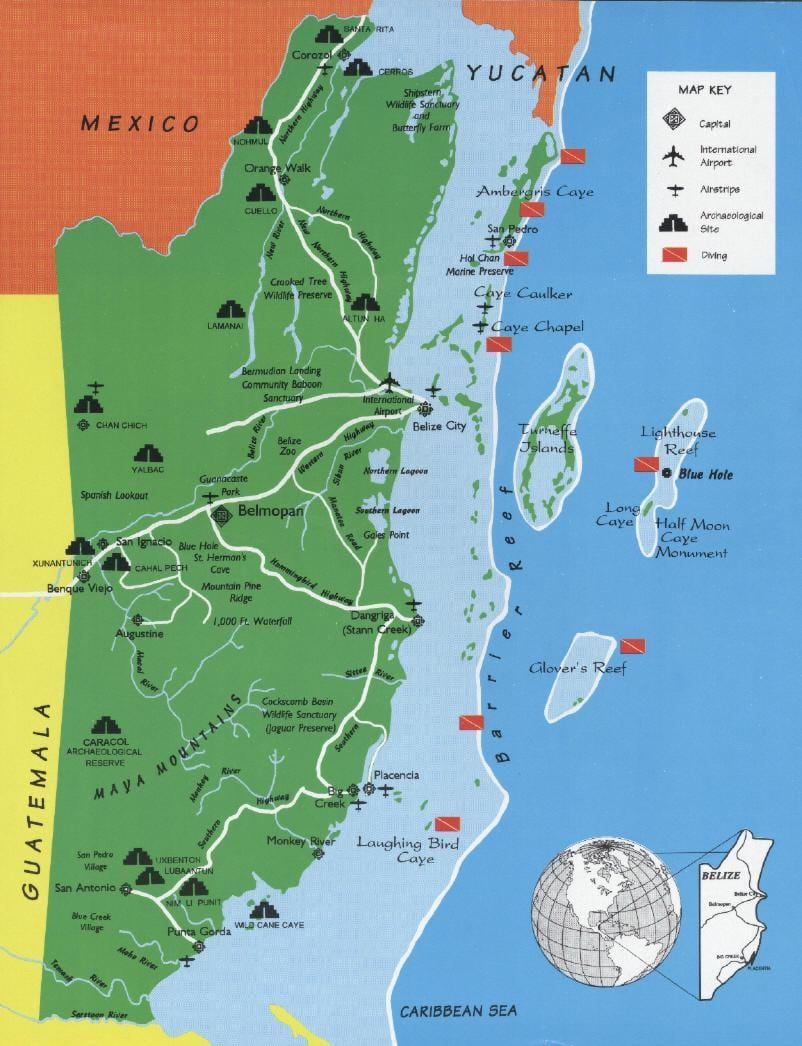 Map of Belize dive