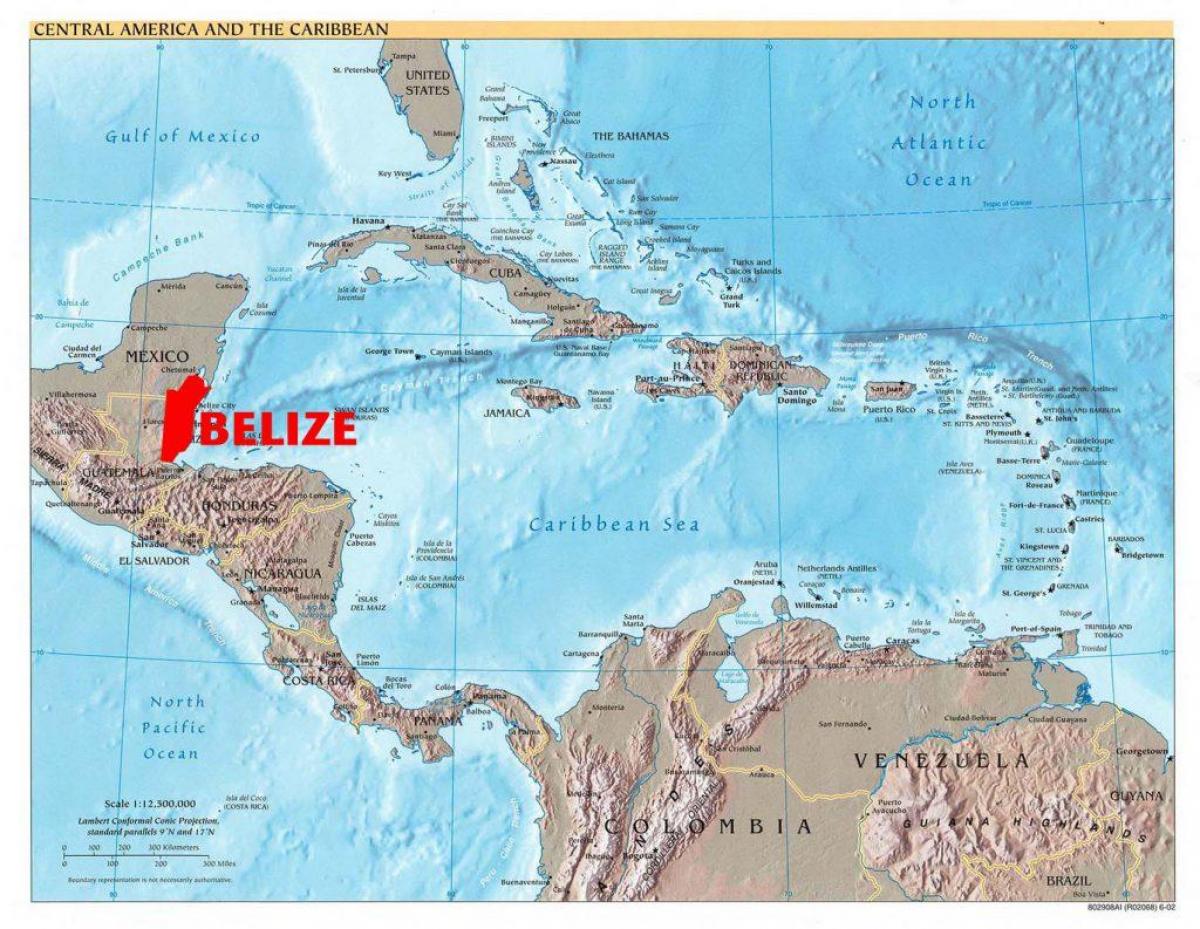 Map of Belize central america