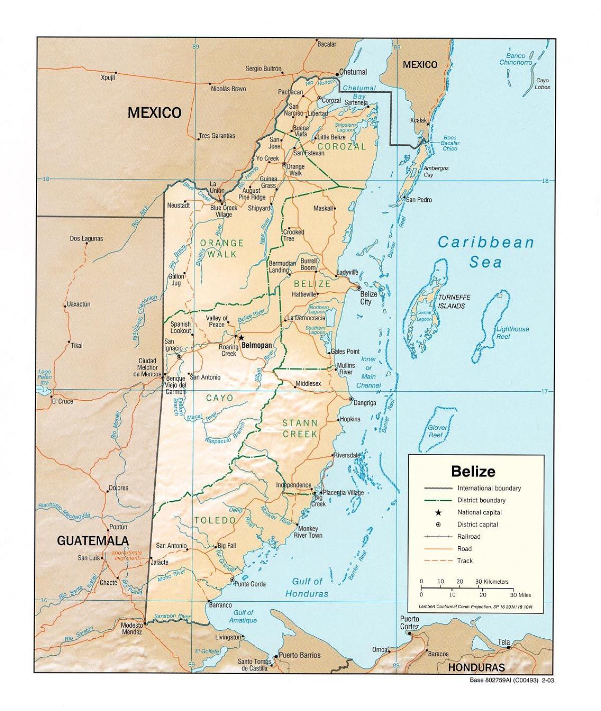 map showing Belize