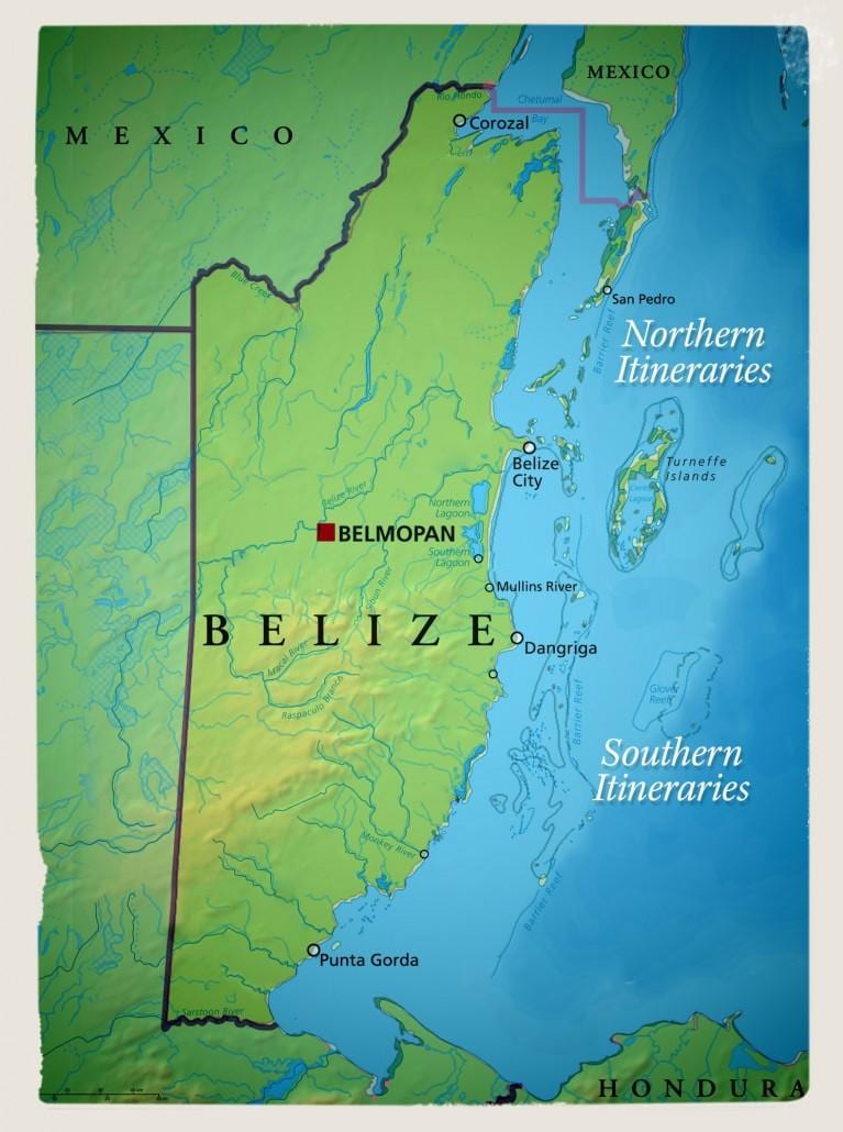 Map of Belize sailing