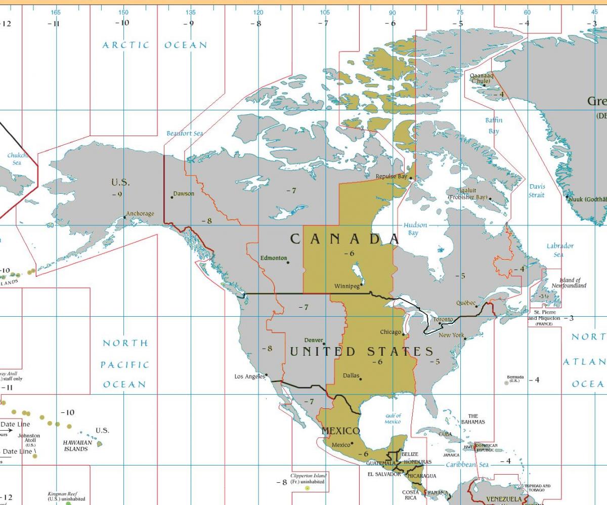 Map of Belize time zone 