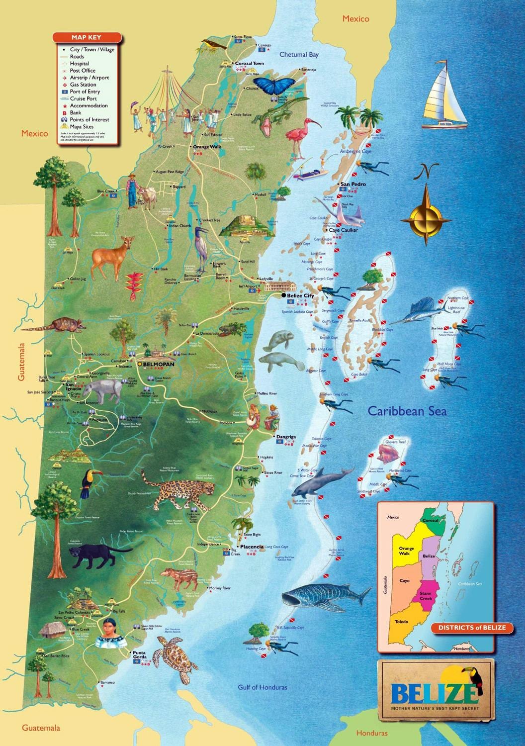 Map of Belize waterfalls 