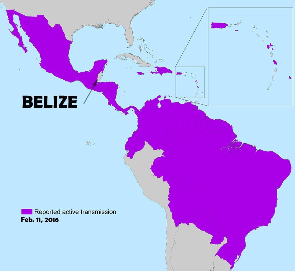 Map of Belize zika