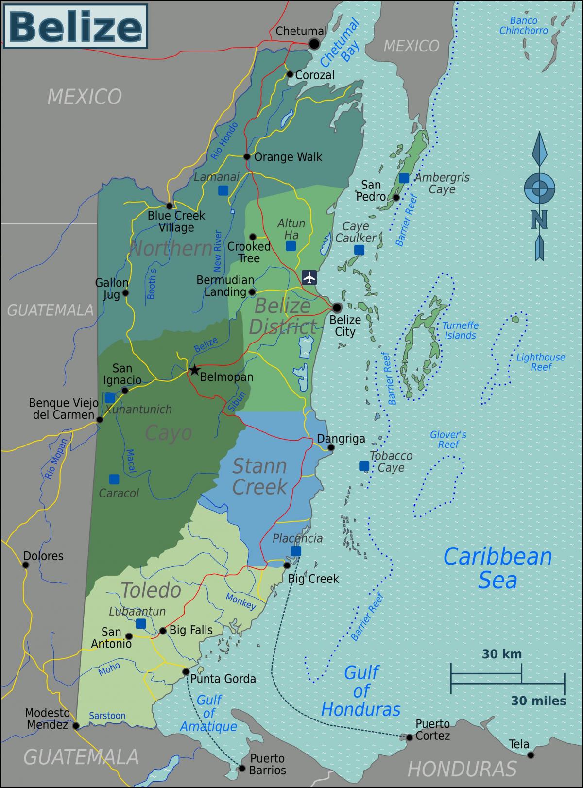 Map of harvest caye Belize