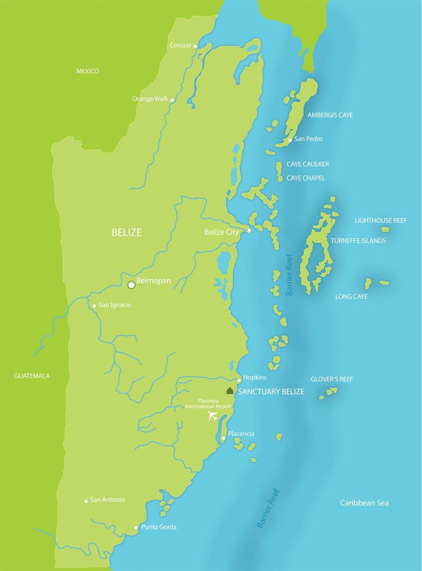 Map of sanctuary Belize
