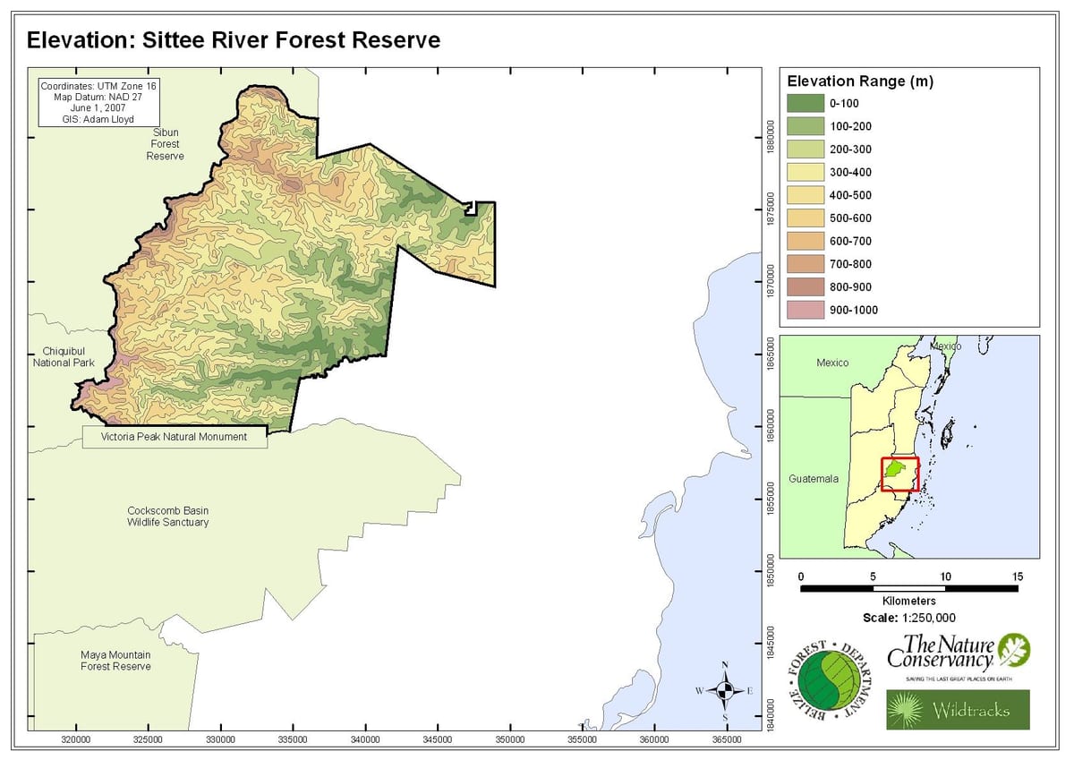 Map of sittee river Belize