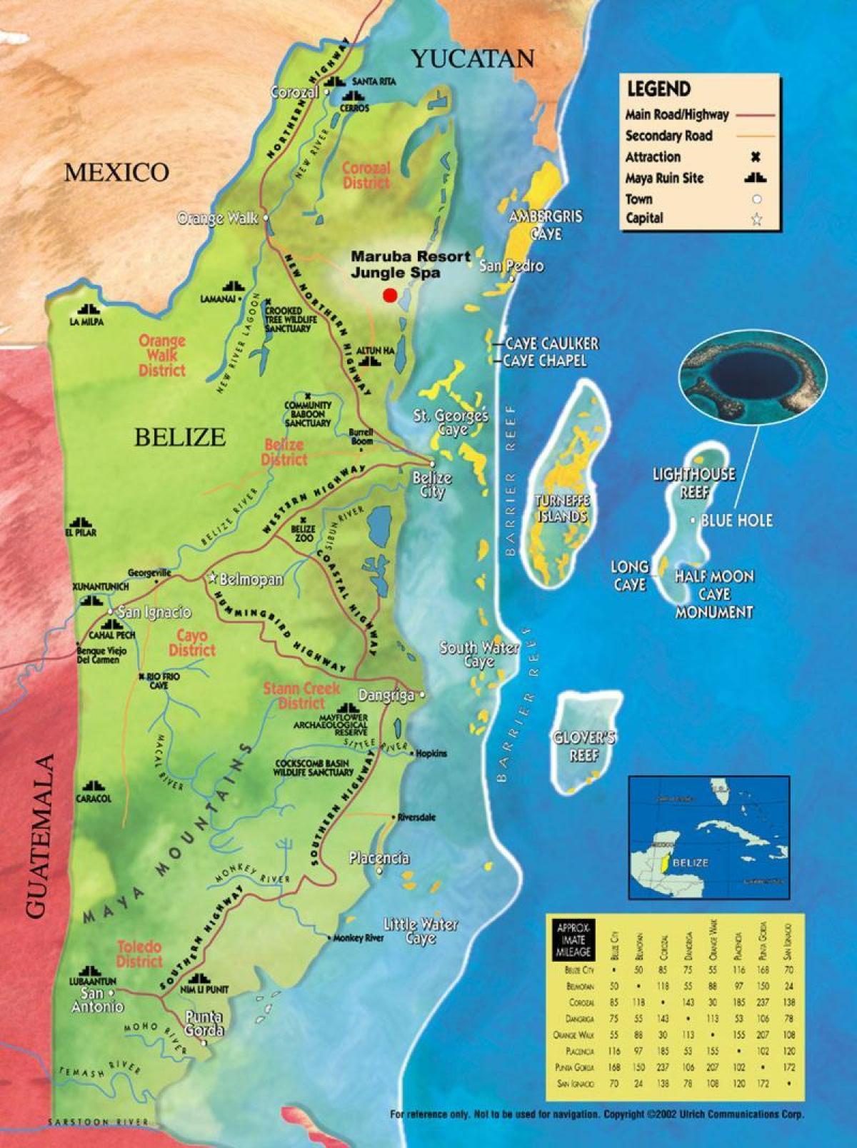 Map of tobacco caye Belize