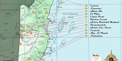 Map of Belize pyramids