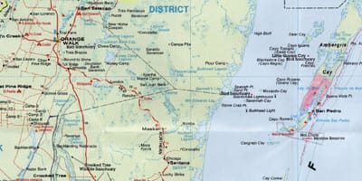 Detailed road map of Belize