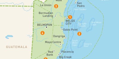 Map of Belize and surrounding countries