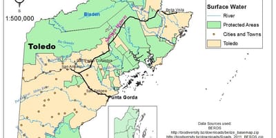 Map of toledo district Belize